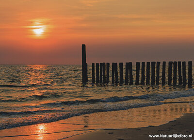 Ansichtkaart zonsondergang Noordzee