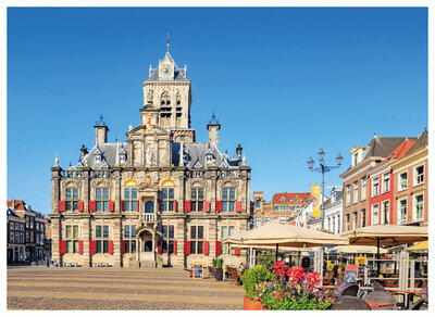ansichtkaart Delft - stadhuis