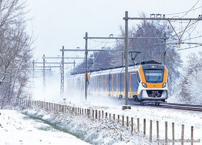 ansichtkaart Sprinter trein in de winter