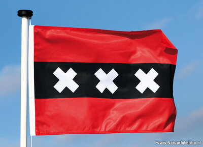 ansichtkaart Amsterdamse vlag